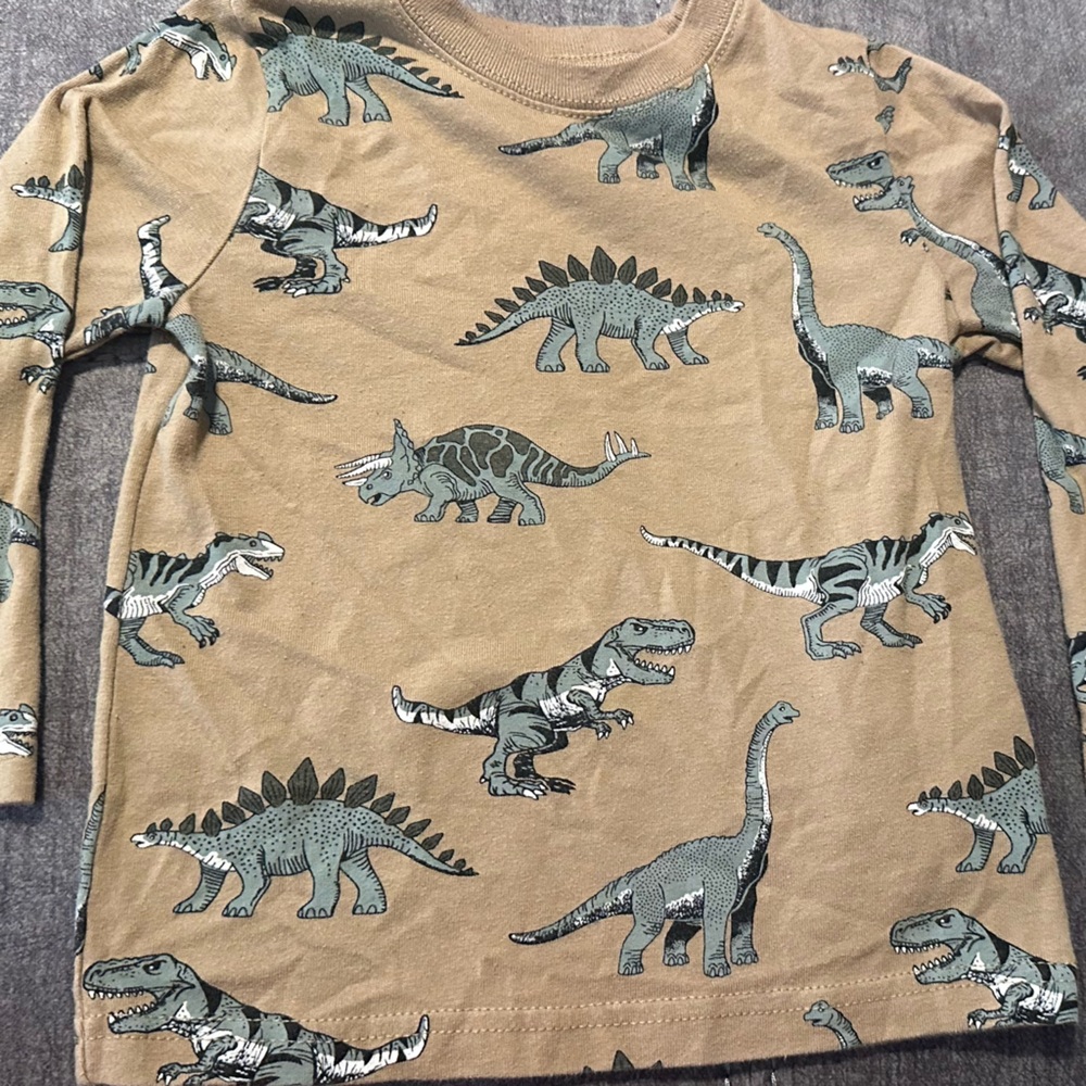 Garanimals Tan and Green Dinosaur Fossil Long Sleeve Tee
